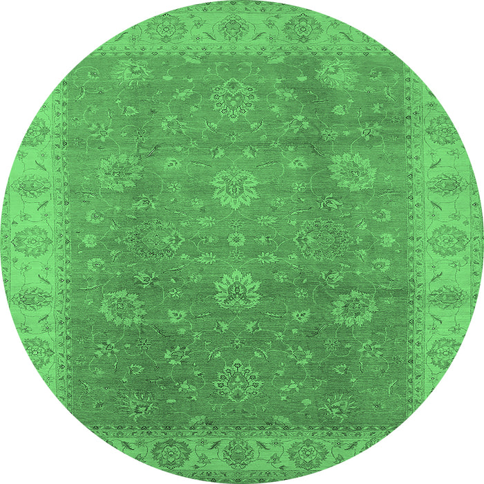 Round Oriental Emerald Green Traditional Rug, urb752emgrn