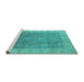 Sideview of Machine Washable Oriental Turquoise Traditional Area Rugs, wshurb752turq