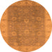 Round Oriental Orange Traditional Rug, urb752org