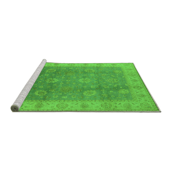 Sideview of Machine Washable Oriental Green Traditional Area Rugs, wshurb752grn