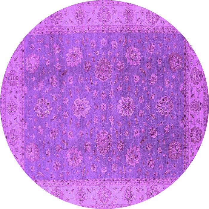 Round Oriental Purple Traditional Rug, urb752pur