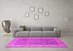 Machine Washable Oriental Pink Traditional Rug in a Living Room, wshurb752pnk