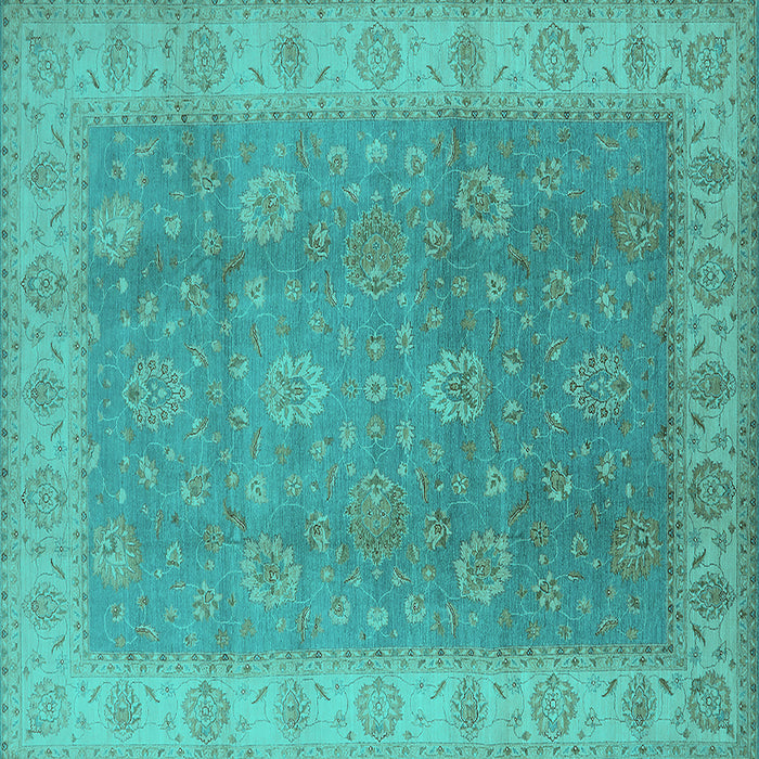Square Oriental Turquoise Traditional Rug, urb752turq