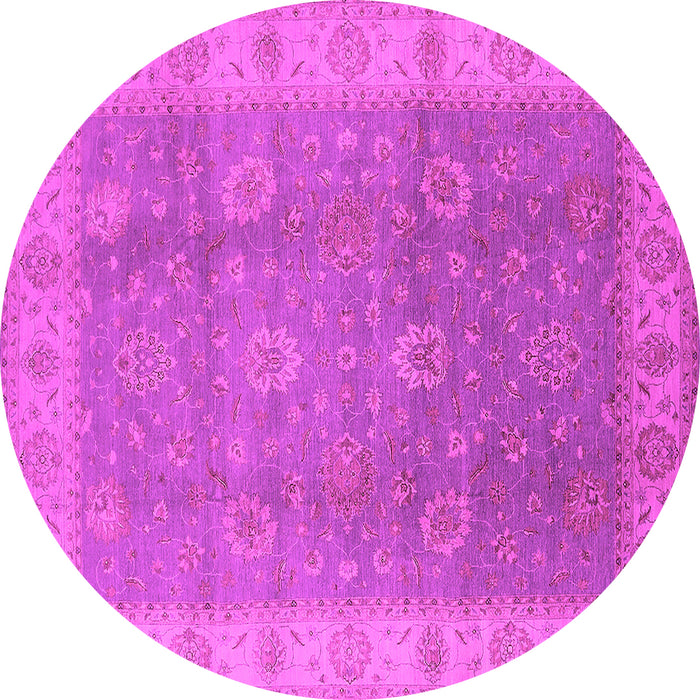 Round Machine Washable Oriental Pink Traditional Rug, wshurb752pnk