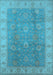 Machine Washable Oriental Light Blue Traditional Rug, wshurb752lblu