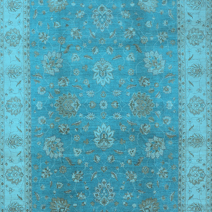 Machine Washable Oriental Light Blue Traditional Rug, wshurb752lblu
