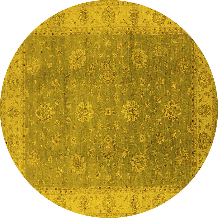Round Oriental Yellow Traditional Rug, urb752yw