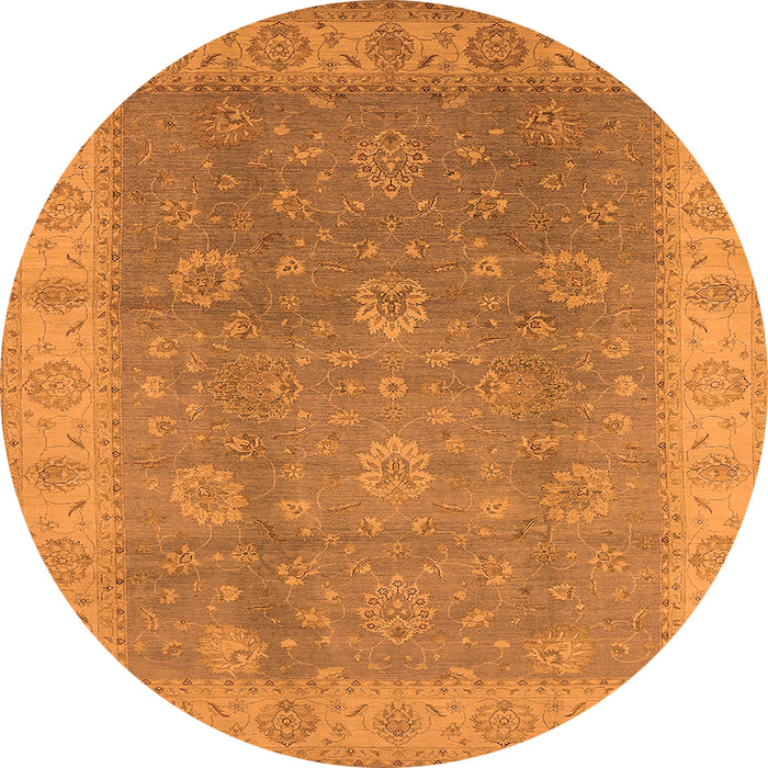 Round Machine Washable Oriental Orange Traditional Area Rugs, wshurb752org