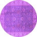 Round Machine Washable Oriental Purple Traditional Area Rugs, wshurb752pur