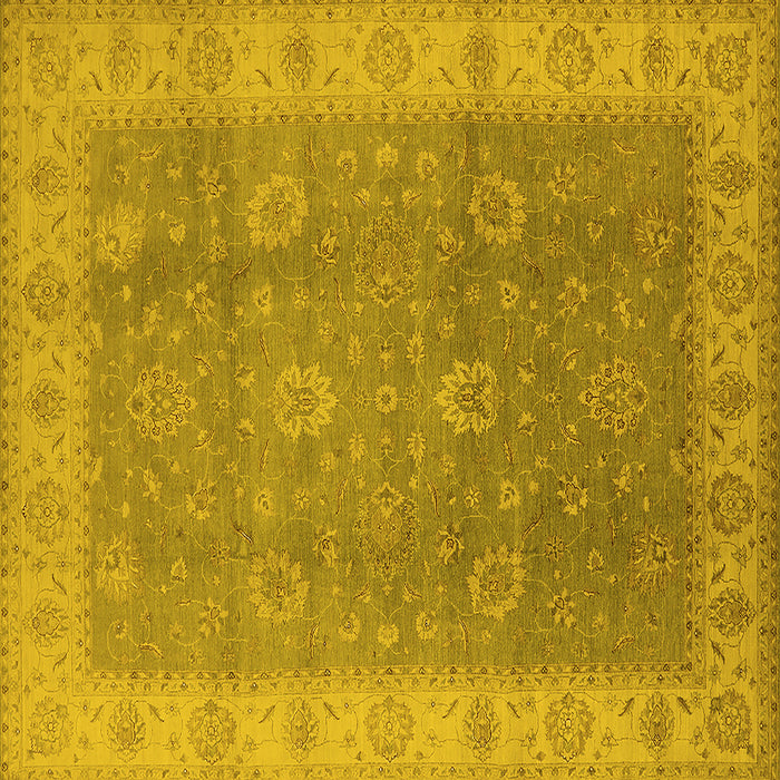Square Machine Washable Oriental Yellow Traditional Rug, wshurb752yw