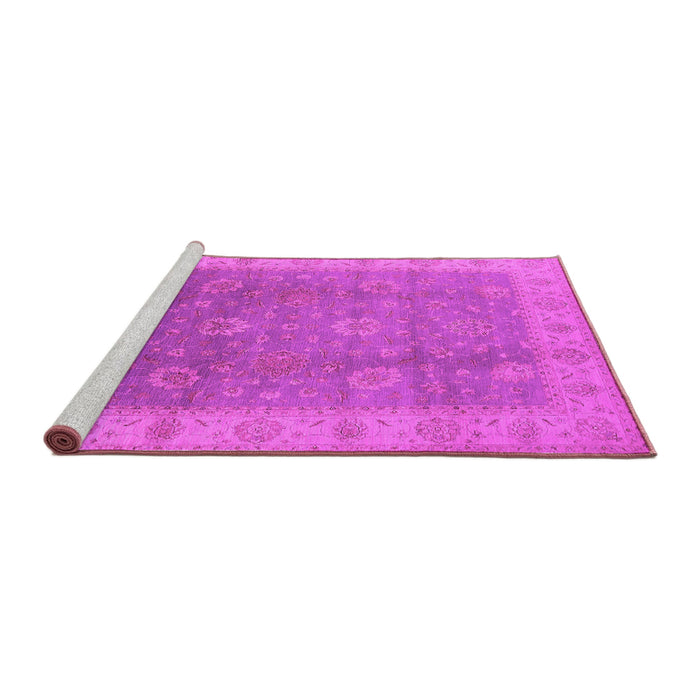 Sideview of Machine Washable Oriental Pink Traditional Rug, wshurb752pnk