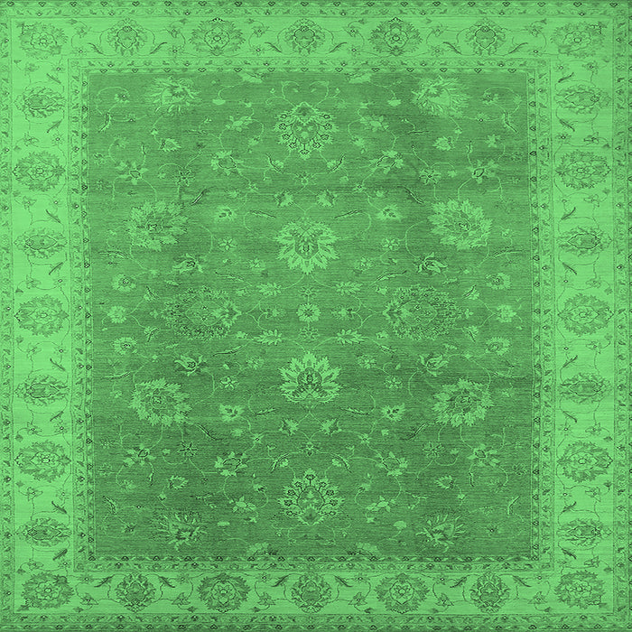Square Machine Washable Oriental Emerald Green Traditional Area Rugs, wshurb752emgrn
