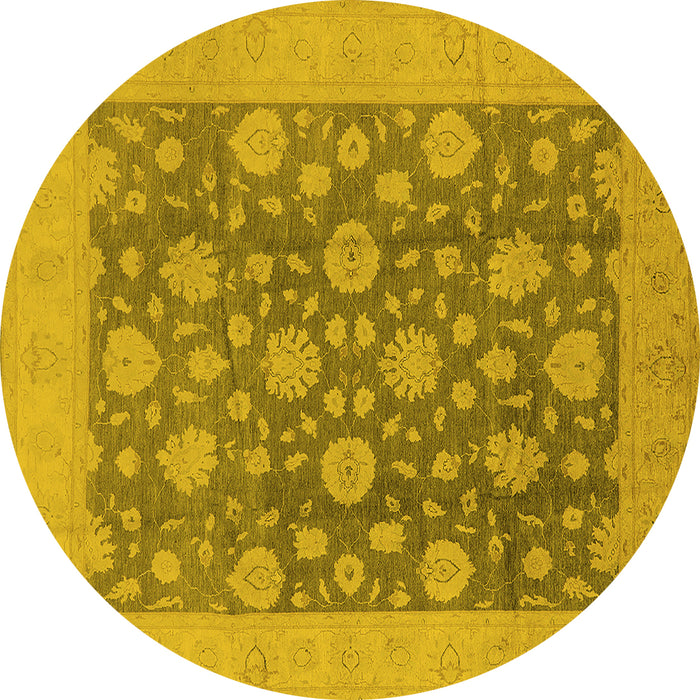Round Oriental Yellow Traditional Rug, urb753yw