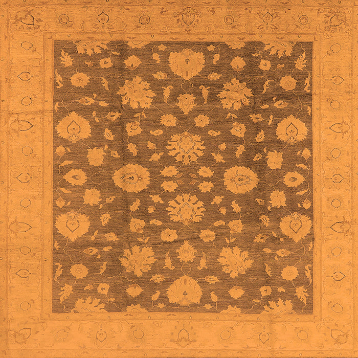 Square Machine Washable Oriental Orange Traditional Area Rugs, wshurb753org