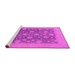 Sideview of Machine Washable Oriental Pink Traditional Rug, wshurb753pnk