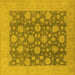 Square Machine Washable Oriental Yellow Traditional Rug, wshurb753yw