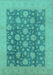 Machine Washable Oriental Turquoise Traditional Area Rugs, wshurb753turq