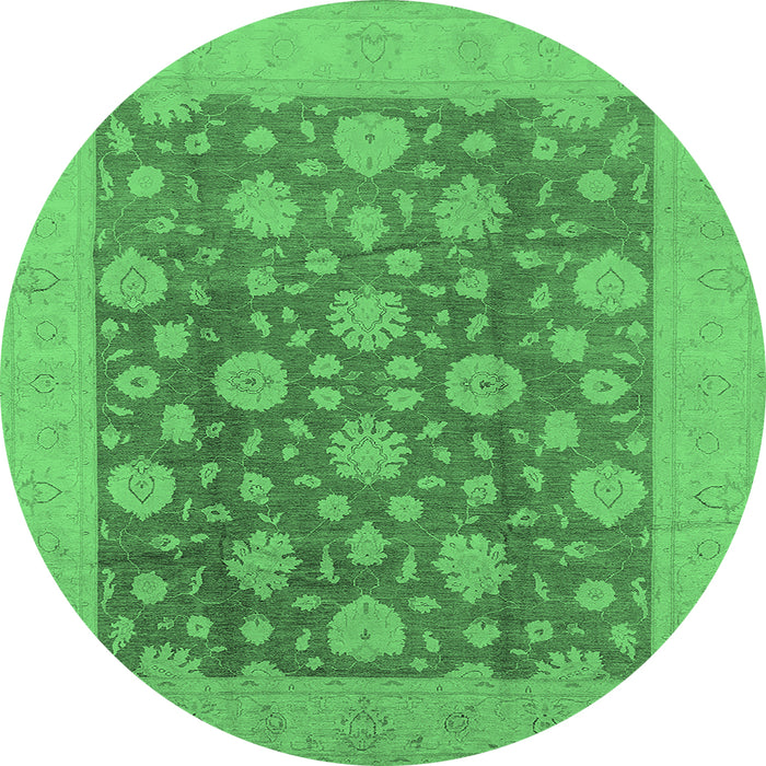 Round Oriental Emerald Green Traditional Rug, urb753emgrn