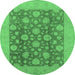 Round Oriental Emerald Green Traditional Rug, urb753emgrn