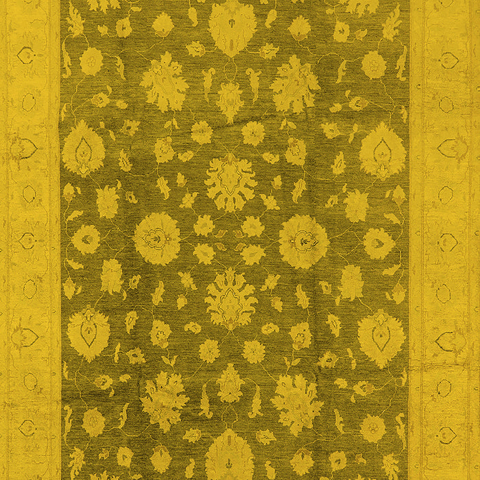 Machine Washable Oriental Yellow Traditional Rug, wshurb753yw