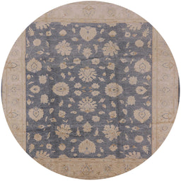 Round Mid-Century Modern Gray Oriental Rug, urb753