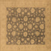 Square Machine Washable Oriental Brown Traditional Rug, wshurb753brn