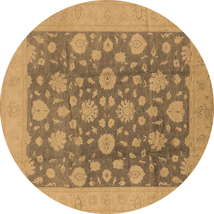 Round Oriental Brown Traditional Rug, urb753brn