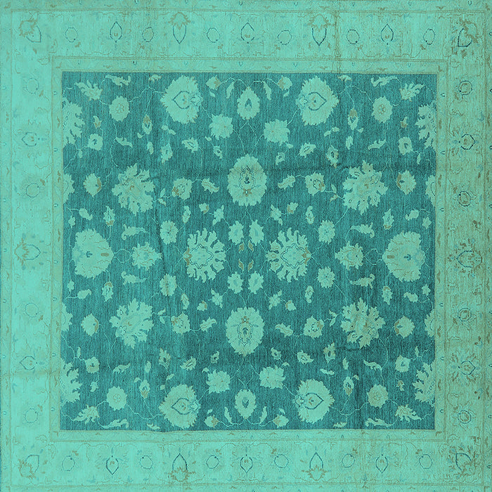 Square Oriental Turquoise Traditional Rug, urb753turq
