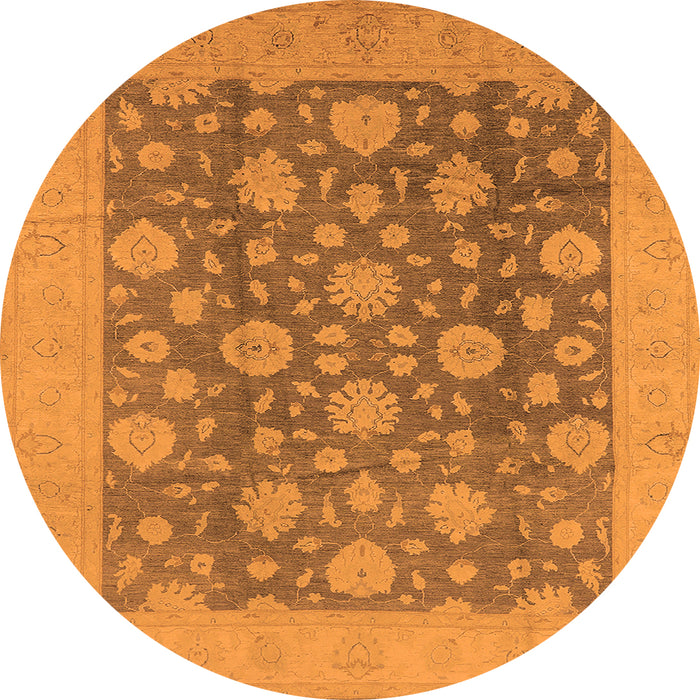 Round Oriental Orange Traditional Rug, urb753org
