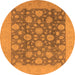 Round Machine Washable Oriental Orange Traditional Area Rugs, wshurb753org