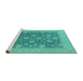 Sideview of Machine Washable Oriental Turquoise Traditional Area Rugs, wshurb753turq