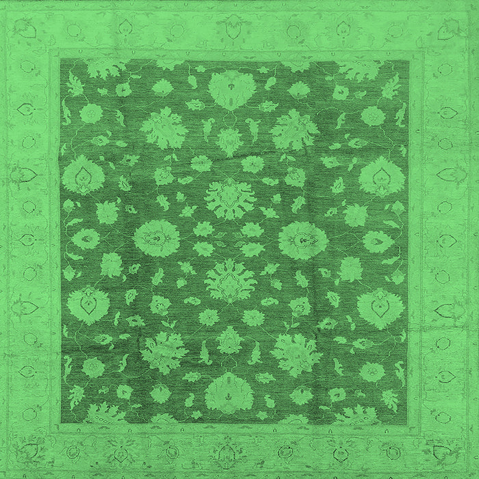 Square Machine Washable Oriental Emerald Green Traditional Area Rugs, wshurb753emgrn