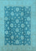 Machine Washable Oriental Light Blue Traditional Rug, wshurb753lblu