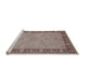 Sideview of Machine Washable Industrial Modern Dark Almond Brown Rug, wshurb754