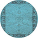 Round Oriental Light Blue Traditional Rug, urb754lblu