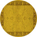 Round Oriental Yellow Traditional Rug, urb754yw