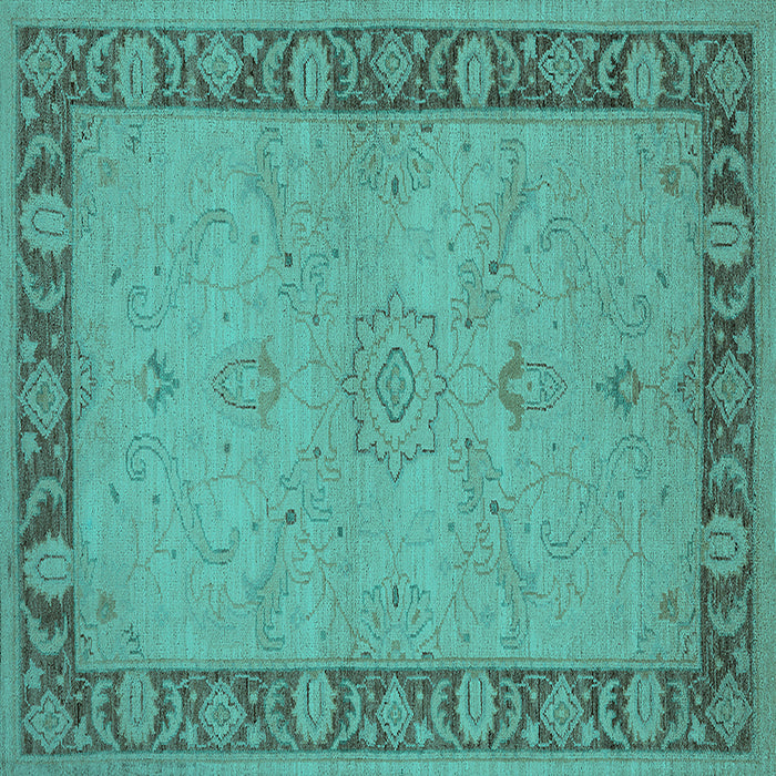 Square Oriental Turquoise Traditional Rug, urb754turq