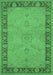 Machine Washable Oriental Emerald Green Traditional Area Rugs, wshurb754emgrn