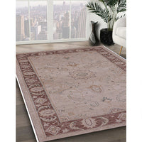 Mid-Century Modern Dark Almond Brown Oriental Rug, urb754