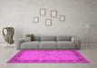 Machine Washable Oriental Pink Traditional Rug in a Living Room, wshurb754pnk