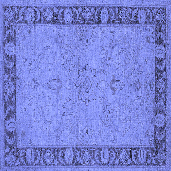 Square Machine Washable Oriental Blue Traditional Rug, wshurb754blu