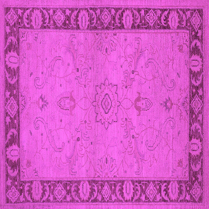 Square Machine Washable Oriental Pink Traditional Rug, wshurb754pnk