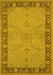 Machine Washable Oriental Yellow Traditional Rug, wshurb754yw