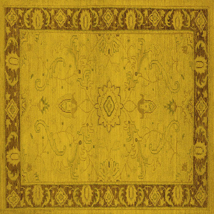 Square Oriental Yellow Traditional Rug, urb754yw