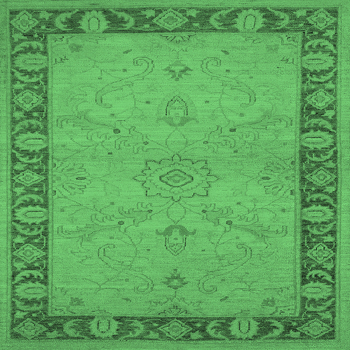 Square Oriental Emerald Green Traditional Rug, urb754emgrn