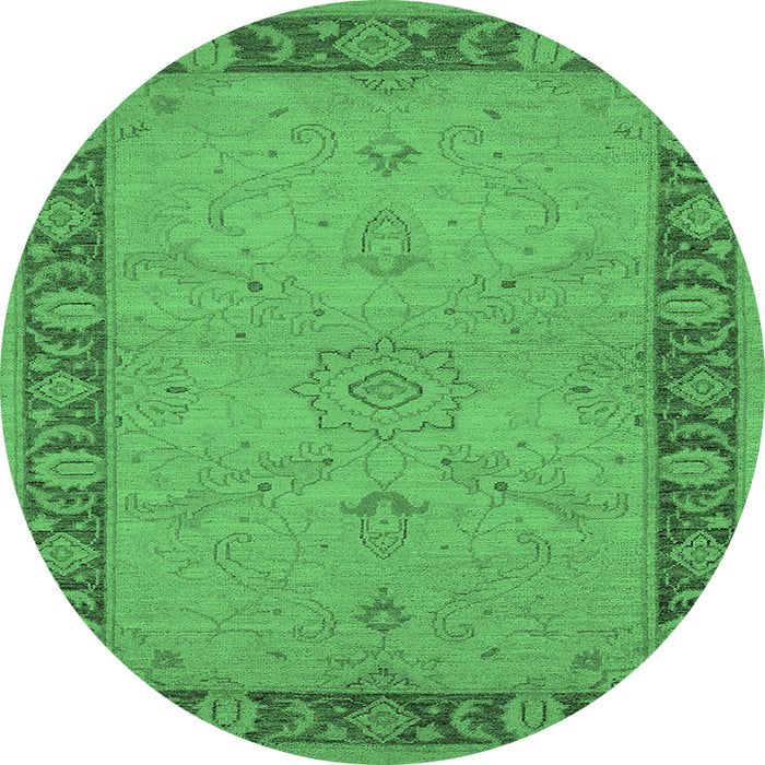 Round Oriental Emerald Green Traditional Rug, urb754emgrn