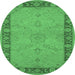 Round Oriental Emerald Green Traditional Rug, urb754emgrn