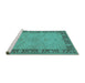 Sideview of Machine Washable Oriental Turquoise Traditional Area Rugs, wshurb754turq