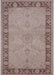 Mid-Century Modern Dark Almond Brown Oriental Rug, urb754