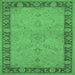 Square Machine Washable Oriental Emerald Green Traditional Area Rugs, wshurb754emgrn